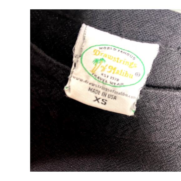 Drawstrings of Malibu XS Lagenlook Tunic Travel Dress 100% Cotton Flowy Black - Picture 4 of 8